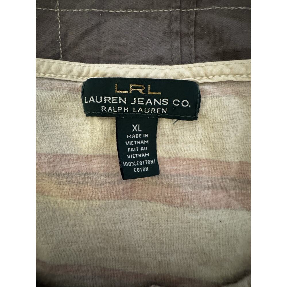 Laruen Ralph Lauren Womens 3/4 Sleeve Stripe Shirt Lace up Shirt Sz XL - Picture 7 of 10